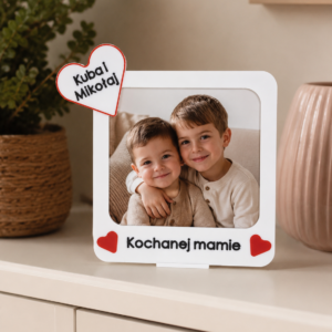Personalizowana ramka na zdjęcie 10 × 10 cm 3w1 - BIAŁA