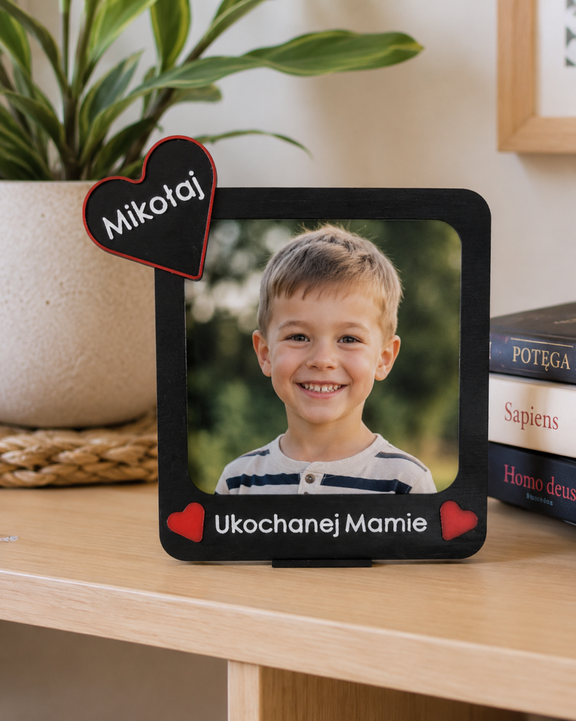 Personalizowana ramka na zdjęcie 10 × 10 cm 3w1 - CZARNA