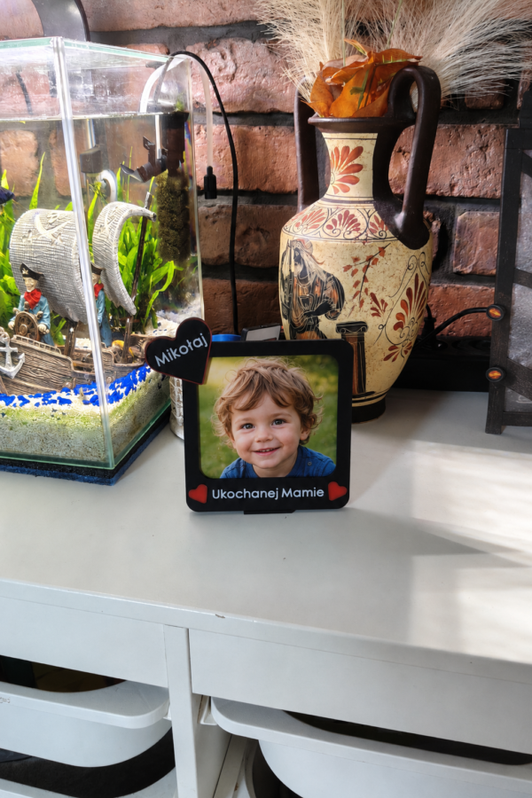 Ramka czarna 10x10 cm 04 Personalizowana ramka na zdjęcie 10 × 10 cm 3w1 - CZARNA
