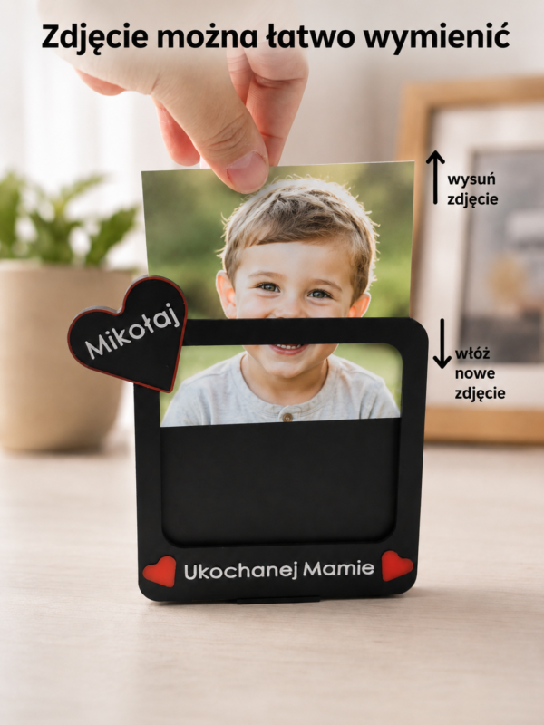Ramka czarna 10x10 cm 06 Personalizowana ramka na zdjęcie 10 × 10 cm 3w1 - CZARNA