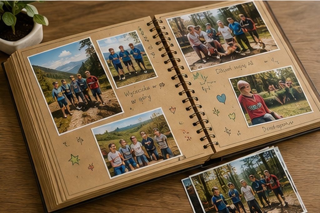 Otwarty album ze zdjęciami i wspomnieniami klasy